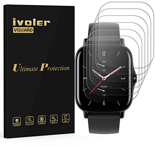 ivoler 6 Piezas Protector de Pantalla para Amazfit GTS 2 / Amazfit GTS 2e, [Cobertura Completa] [líquida Instalar] [No Burbujas] HD Transparente TPU Suave láminas Protectora