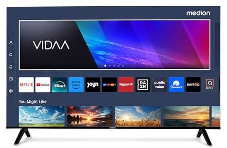 MEDION 125,7 cm (50 pollici) TV Ultra HD (Smart-TV, HDR10, VIDAA Store, Netflix, Prime Video, Disney+, DAZN, Paramount+, HbbTV, PVR, Bluetooth), MD 850200