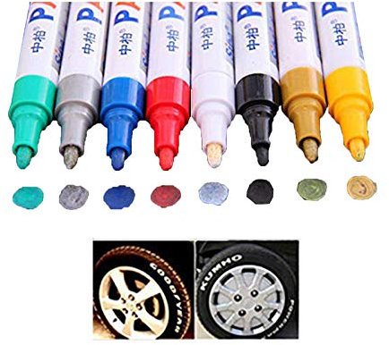dragonaur-home decor 1 x wasserdichter Lackstift für Autoreifen, Reifenprofil, Gummi, Metall, permanenter Farbmarker, Orange