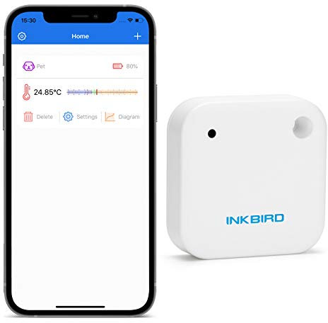 Inkbird IBS-TH2 Termometro Bluetooth, Termometro Digitale Ambiente con Resistente al Freddo e agli Schizzi, Registrazione e Esportazione dei Dati, Supporta Android e iOS