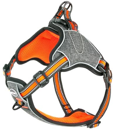 ThinkPet No-Pull Geschirr, Ausbruchsicheres Reflektierendes Step-in Hundegeschirr, Verstellbares Atmungsaktives Geschirr, mit hinterem/vorderem Clip für bessere Kontrolle