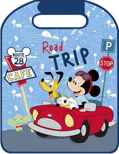 Disney Mickey - Autositzschoner | Mickey Mouse Design | Befestigung mit Klettverschluss & Gummizügen | Geprüft nach europäischen Vorschriften, Blau, Universale Größe, PVC