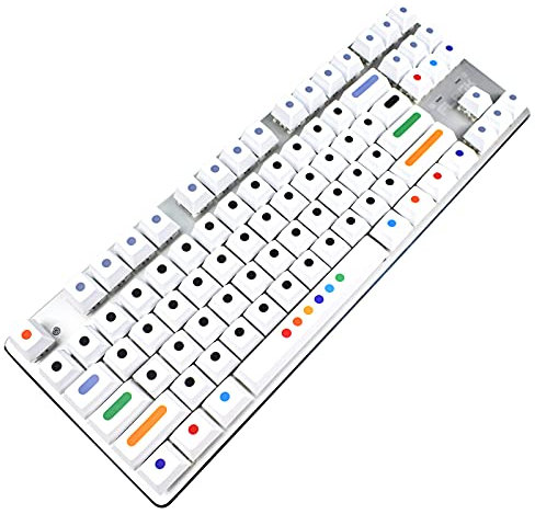 MOLGRIA GMK Dots White 129 Set für 60/65/80/100 Prozent Tastatur, Custom PBT Cherry Profile Keycaps für Gateron Kailh Cherry MX 104/87/71/61 Switches Keyboard