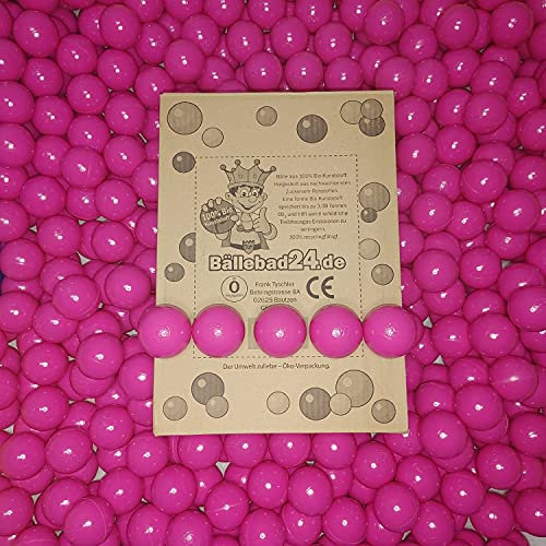 200 Bälle, Bio-Kunststoff Bällebad Bälle aus nachwachsenden Zuckerrohr - Rohstoffen, 6cm Ø, Kindergarten und Gewerbequalität - Pink