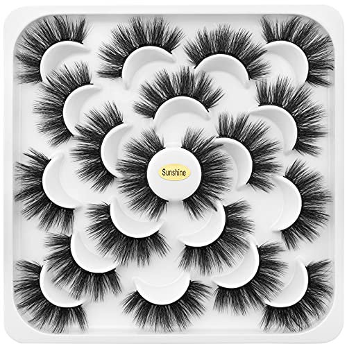 KOUSEI Faux Cils Dramatique 10 Paires Paquet de Cils Moelleux Long Doux Épais Extension Volume Naturel Cils Réutilisables Faits à la Main Maquillage Cils Sans Colle