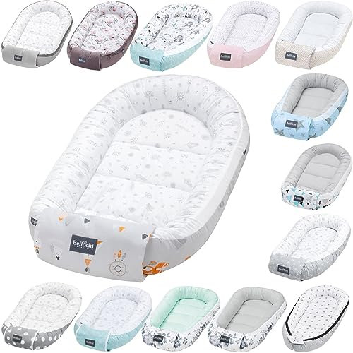 Bellochi Growing in style Premium Babynestchen Neugeborene - Nestchen Baby 90x60x12cm - 100% Baumwolle - Baby Nest, Baby Nestchen Junge, Baby Nestchen Mädchen, Baby Zubehör - Apanatschi