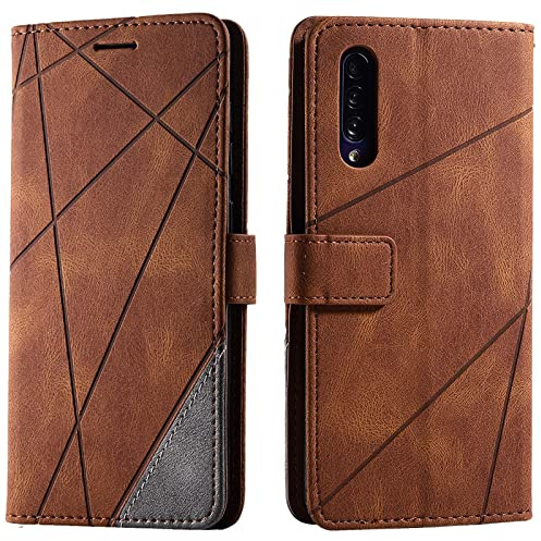 Vankii Kompatibel mit Samsung Galaxy A50/A30S/A50S Hülle, Flip Wallet Handyhülle PU Leder Brieftasche Tasche Case Stoßfeste Schutzhülle [Kartenschlitzen] [Magnetverschluss] [Standfunktion] (Braun)