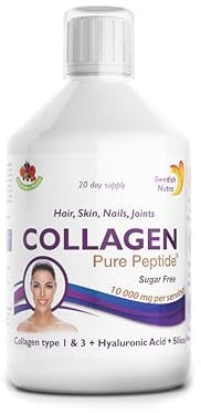 Swedish Nutra Liquid Bovine Collagen – Packung mit 500 ml 20 Tage Vorrat | Zuckerfreier Beerengeschmack