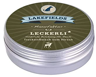 Lakefields MANUFAKTUR Snacks Trockenfleisch Leckerlei Hirsch 50g, Größe:8X 50g