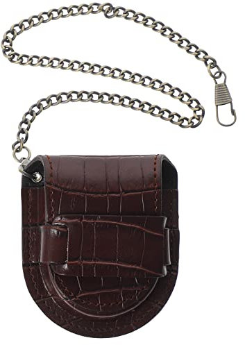 Mikikit Halter: Kette Leder Vintage Weihnachten Echte Uhr Taille Geburtstag Silberbraun Halter Zeit mit Lagerung Jahrestag Tragbar Zubehör Tasche Schutzhülle