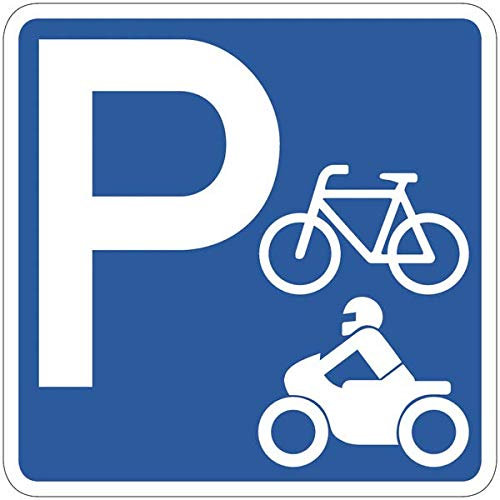 CARTELLO SEGNALETICO QUADRATA ISO 7010 - Parcheggio biciclette e moto - Adesivo Extra Resistente, Pannello in Forex, Pannello In Alluminio (PANNELLO IN FOREX 30 CM)