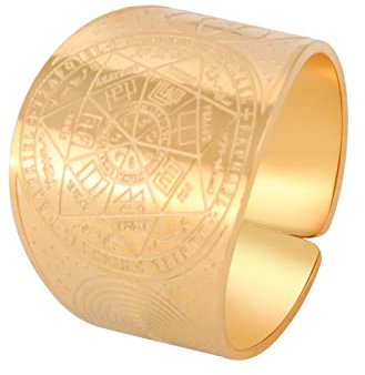 LIKGREAT Siegel der 7 Erzengel Ringe Biblische 7 Heilige Engel Ring Gebet Talisman Amulett Ringe Edelstahlring Schutz Religiöser Schmuck Geschenke für Männer Frauen