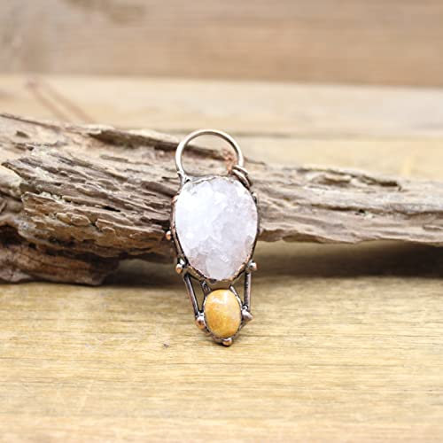 Antique Copper Pendants Amethysts Smoky Rose Quartzs Vintage Necklaces Man,Geode Druzy
