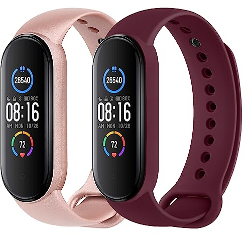 Oumida 2 PCS Bracelet pour Mi Band 5/ Mi Band 6/6 NFC/Amazfit Band 5, Bracelet en Silicone Souple Respirant Compatible Uniquement pour Xiaomi Mi Band 5/ Xiaomi Mi Band 6/6 NFC/Amazfit Band 5