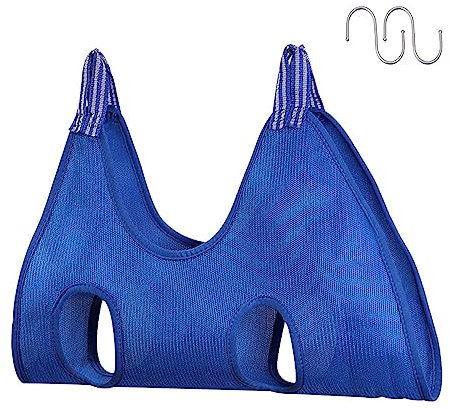 Qrity 1 Piece Pet Hammock Harness, Cat Grooming Bag, Pet Grooming Sling Helper with 2 Hooks, Breathable Grooming Harness Hanging for Dog & Cat Trim Nails and Bath Grooming, Blue, XS