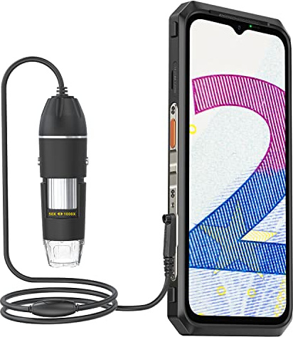 Ulefone uSmart C01 Digital Microscope Camera 50X-1000X, 8 LEDs, Adjustable with Metal Stand Compatible for Armor 34/33/30 Pro/29/28 Ultra/27/27T/26/24 RugKing Rugged Smartphone, Armor Pad 3/4