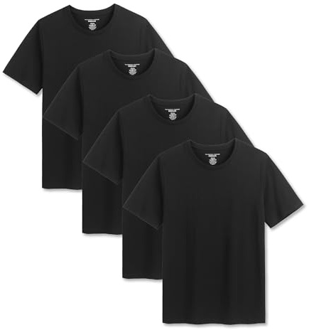 Mens T-Shirt 4 Pack Men Black Short Sleeve Shirts Tee Crew Neck Cotton Black Shirts Lightweight and Comfortable Size S-4XL