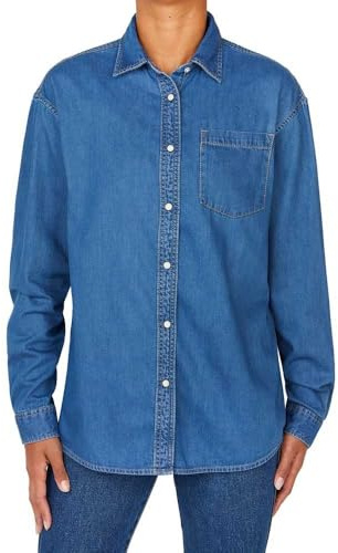 Pepe Jeans Damen Boyfriend Shirt Pl304895 Hemd, Blue (Denim-HT8), M