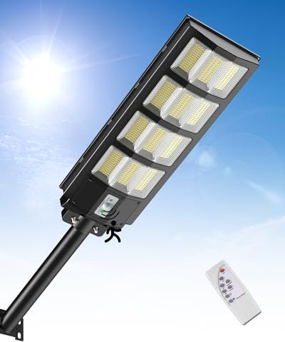 Bellanny 600W Solar Straßenlaterne | 6500K LED Wandleuchte mit Bewegungsmelder Sensor | Solarlampen mit Fernbedienung | IP65 Wasserdichte Außen-Sicherheitsbeleuchtung für Garten Hof Garage Haustüren