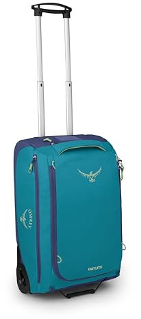 Osprey Daylite Wheeled Duffel 85 – Robuste, leichte, wandelbare Duffel-Reisetasche mit Rollen – Reisen - Blue Spikemoss/Alkaline O/S