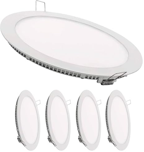 VZLED - Downlight LED 20W empotrar redondo, Plafón techo led redondo extraplano, Plafón cocina LED, Lámpara techo, Luz blanco frío 6500K (Pack 5)
