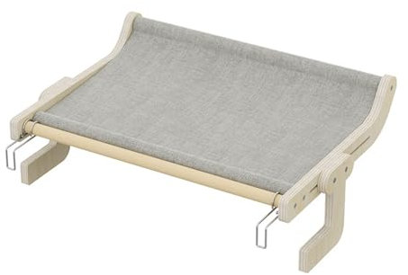 DELURA Window Sill Mount Cat Perch for Indoor Cats,One-Step Sliding Clamping Slot Adjustment Cat Hammock No Suction Cups Cat Bed for Windowsill & Bedside