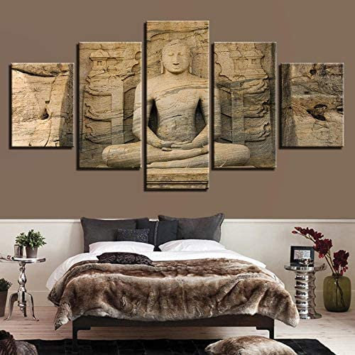Leinwandbild 5-Teilig Religiöse Statue 100×55 Cm Bild Wanddeko Wand Bild Kunstdruck Deko Wohnzimmer Wohnzimmer Schlafzimmer Büro Hotel Wandkunst Wandbild Poster Foto -0T5O+N6R