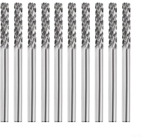 10 fresas de carburo de tungsteno, fresas giratorias cilíndricas con vástago de 3 mm, para taladro de amoladora y borde recto
