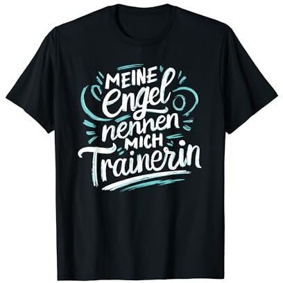 Tolle Trainer & Coach Dankeschön Geschenke Co. - Damen Fitness Tanz Handball Abschied T-Shirt Schwarz Klein Klassisch Kurze Ärmel 'Meine Engel' Schriftzug