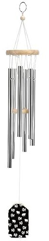 Windspiele mit 6 Metallrohren, Schwarz Cartoon Mops Windspiele für Garten, Innen und Außen