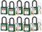 Juego de 10 candados aislados de bloqueo eléctrico/etiquetado, verde, grillete de nailon, cilindro de aleación de zinc, con llave diferente, 2 llaves por candado de seguridad, contra golpes eléctricos
