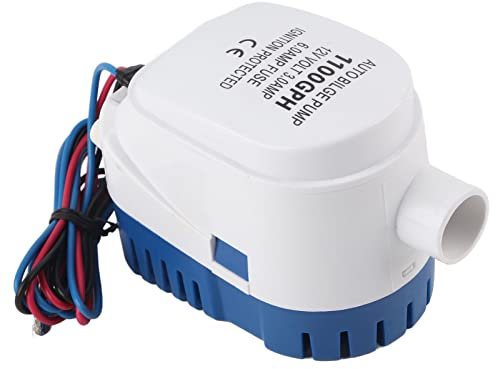 Sunicon Automatic Submersible Water Sump Pump,Bilge Submersible Pump Electric Automatic Water ABS Accessory for Swimming Pool Cover Hot Tubs Flooded House Basement (DC12V 1100GPH)