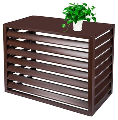 Slxzpl Verkleidung Für Wärmepumpe Oder Klimaanlage Sichtschutz Aluminiumlegierungs Abdeckung Für Außengeräte, Schutzgitter Für Klimaanlagen Und Wärmepumpen(Brown,110x60x80cm)