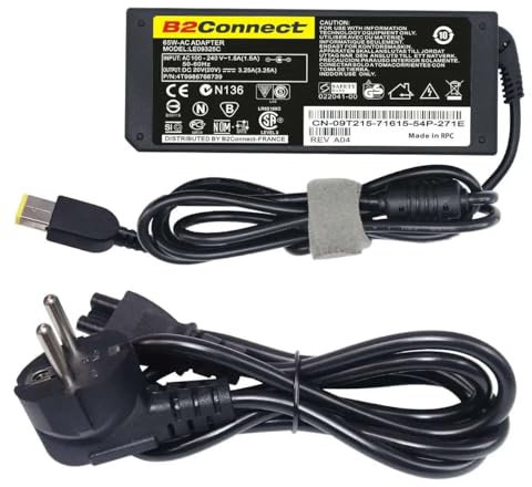 B2CONNECT 65W Chargeur Ordinateur Portable Compatible avec Lenovo B70-80 20V 3.25A