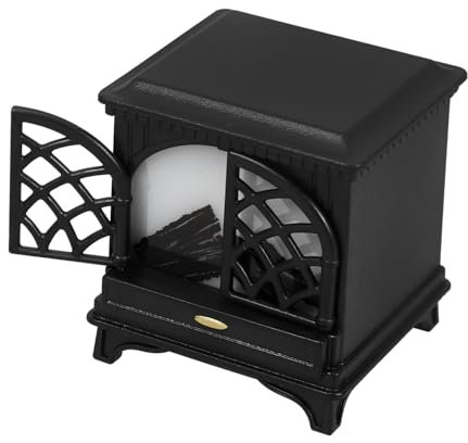 TOYANDONA LED-Kamin Puppenhaus Kamin Miniatur Miniaturmöbel Mini-Hauskamin Schwarz Kunststoff Modern 1:12 Scale