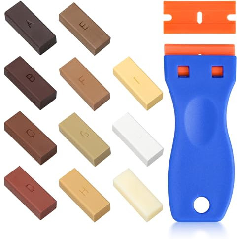 Hartwachs Reparaturset, Laminat Reparatur Hartwachs für Holz/Fliesen/Parkett/Laminat/Vinyl, Möbelreparatur Wachs Set Wachskitt zum Kratzer Schäden Loch Ausbessern Arbeitsplatte (11 Versch Farbtöne)