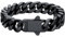 U7 Herren Armband Schwarz 12mm Schicke Miami Armkette Edelstahl Kettenarmband Kubanisch Gliederarmband Panzerarmband 23cm lang Armbänder Armschmuck für Freund Vater Bruder Jungs