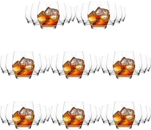 Homiu Water Gin Whiskey Tumbler Drinking Glasses | Set of 48 | 370 ML | Napoli Collection | Glasses Gift Set Tumblers Cocktail Set | Whiskey Glasses | Home & Bar | Glass Cups Glassware