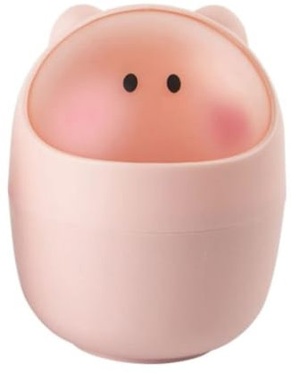 WEAREZ Pattumiera Pattumiera Rotonda Carina Cestino Ribaltabile da Tavolo Creativo con Coperchio Scatola portaoggetti per rifiuti Camera da Letto Spazzatura Bagno