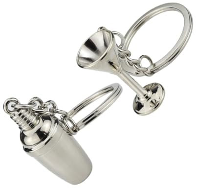 KESYOO 2pcs Keychain Present for Martini Friendship Key Rings Cocktail Keyring Key Rings Car Key Chain Cocktail Shaker Keyring Goblet Mixer Key Chain Car Gadgets White, White, Medium