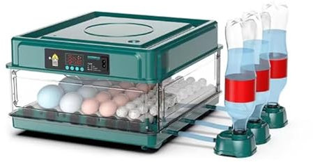 Brutautomat Vollautomatisch,Inkubator für 10-36 Eier mit Automatischem Wenden der Eier und Automatischer Befeuchtung,Brutkasten mit Feuchtigkeitsanzeige für Hühner,Enten,Gänse und Wachteln (36 Eier)
