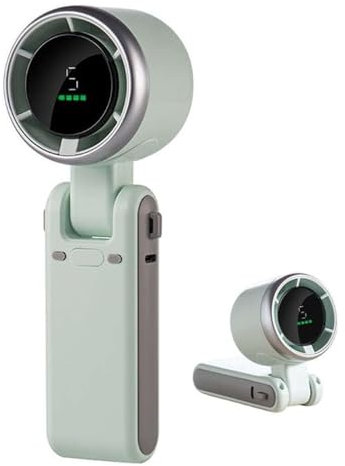 YSINOBEAR Hand Folding High-Speed Turbine Fan,Portable Handheld Turbo Fan, 3 in 1 Foldable Personal Pocket Fans with 5 Speeds, 180° Adjustable USB Rechargeable Operated (Green)