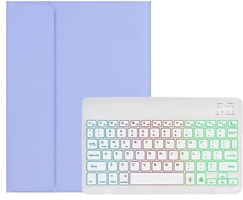 Bueuwe Funda con Teclado para iPad 9.7(2017/2018) Air2/Pro9.7, con retroiluminación, Teclado inalámbrico extraíble,Púrpura