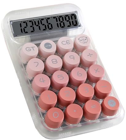 Fafeicy 12 Ziffern Süßer Rosa Taschenrechner Großer Halb Transparenter Taste Desktop -Taschenrechner für Büro und Schule (PINK)