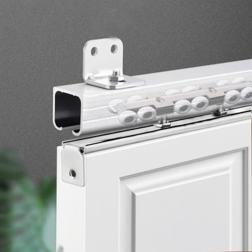 Kit fai da te per porta scorrevole, sistema di binari argentati per un funzionamento silenzioso, montaggio a soffitto e parete, 50 cm, guida di ricambio per porta del patio, facile installazione