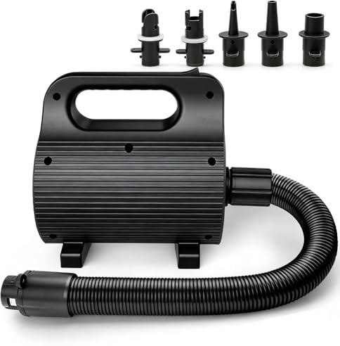 Zinueen Elektrische Luftpumpe 400W-600W, Tragbare 4-Düsen Luftpumpe für Ultraschnelles Aufpumpen von Luftmatratzen, Pools, Schwimmhilfen & Matratzen (AC220-240V)
