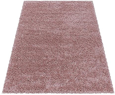KADIMA DESIGN Shaggy Teppich Unifarben Elegant Kuschelig Weich Waschbar Strapazierfähig Langlebig 30mm Flor Rosa 300x400 cm Wohnzimmer Esszimmer Fußbodenheizung geeignet | Spree