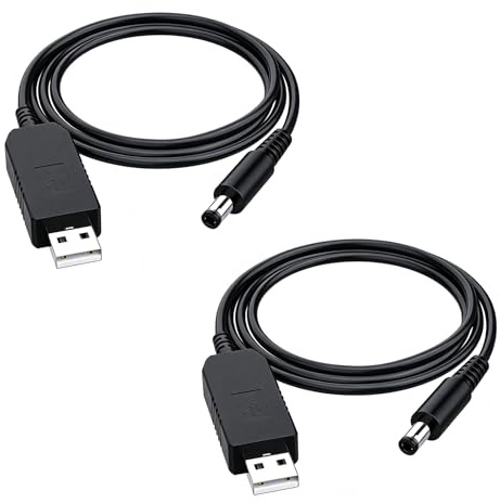 CQZYSM 2PCS 12v USB Adapter Kabel 1m, dc 5 v auf dc 12 v USB-spannungs Konverter, stabiles USB 12v Step-Up Kabel mit DC5.5 × 2.1 mm Stecker für Router Lüfter LED Geräte, kompakter Spannungswandler