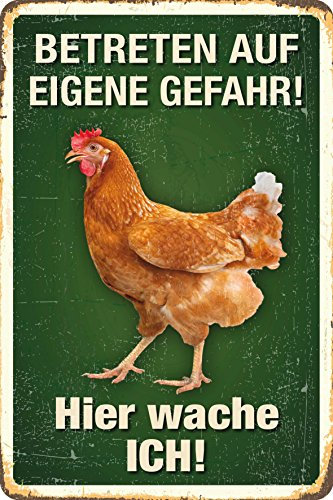 Blechwarenfabrik Braunschweig Kultschild Betreten auf eigene Gefahr! Hier wache Ich! aus Blech Mehrfarbig, Maße: 20cm x 30cm, PC300/424