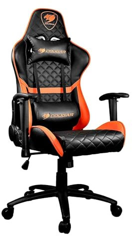 Cougar Armor One Poltrona Gaming, Finta Pelle, Nero/Arancione, Medio, Similpelle, Multicolor, Médium